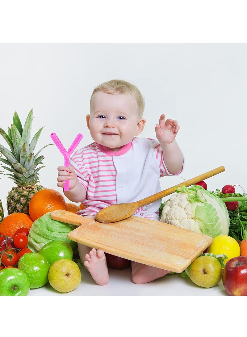 platube Baby Teething Tube, Soft And Durable Infant Teething Toys, Easy To Clean Hollow Silicone Baby Teether, Lightweight And Flexible Chew Straws For Toddlers, (1pc, Y Shaped Green) - Image 4