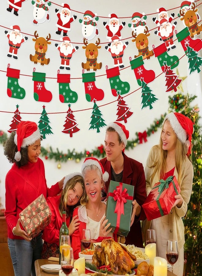 جيجاكرافت مجموعة لافتات عيد الميلاد من jijAcraft (4 قطع) - زينة عيد الميلاد بتصاميم سانتا، رجل الثلج، الرنة، وشجرة عيد الميلاد، زينة معلقة جاهزة للاستخدام في حفلات عيد الميلاد، رأس السنة، المدارس، المكاتب، والمدافئ - Image 4