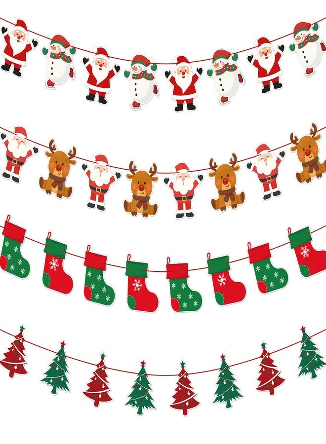 جيجاكرافت مجموعة لافتات عيد الميلاد من jijAcraft (4 قطع) - زينة عيد الميلاد بتصاميم سانتا، رجل الثلج، الرنة، وشجرة عيد الميلاد، زينة معلقة جاهزة للاستخدام في حفلات عيد الميلاد، رأس السنة، المدارس، المكاتب، والمدافئ - Image 1