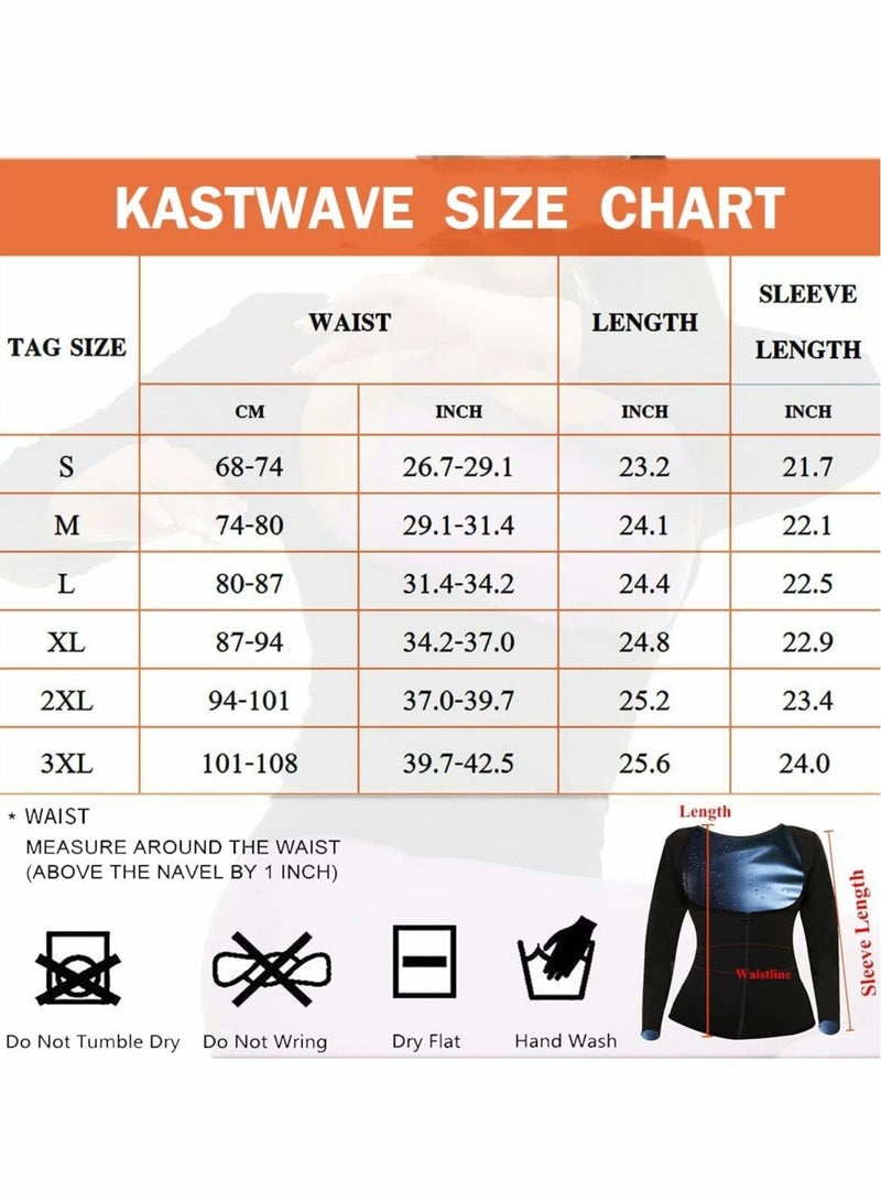 Excefore Sauna Suit for Women Sweat Body Shaper Jacket Hot Waist Trainer Long Sleeve Zipper Shirt Workout Top - XL - Image 5