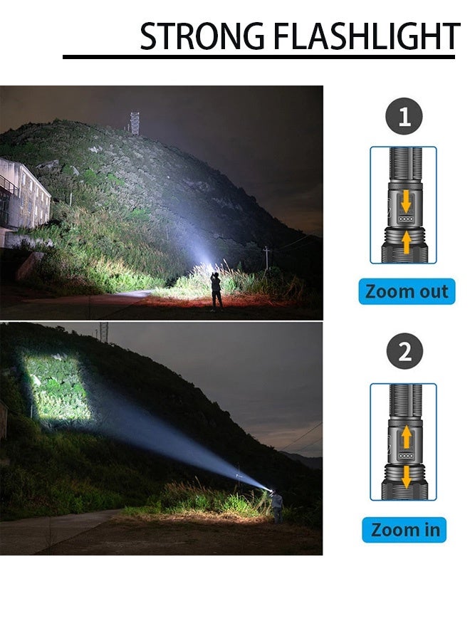 XHP50 LED Flashlight  - IP67 Waterproof u0026 5000mAh Battery  Zoomable 1000m Beam with 3 Modes (White/Red/Green)  Type-C Charging u0026 Battery% Display - Outdoor Camping/Hiking/Emergency - Image 3
