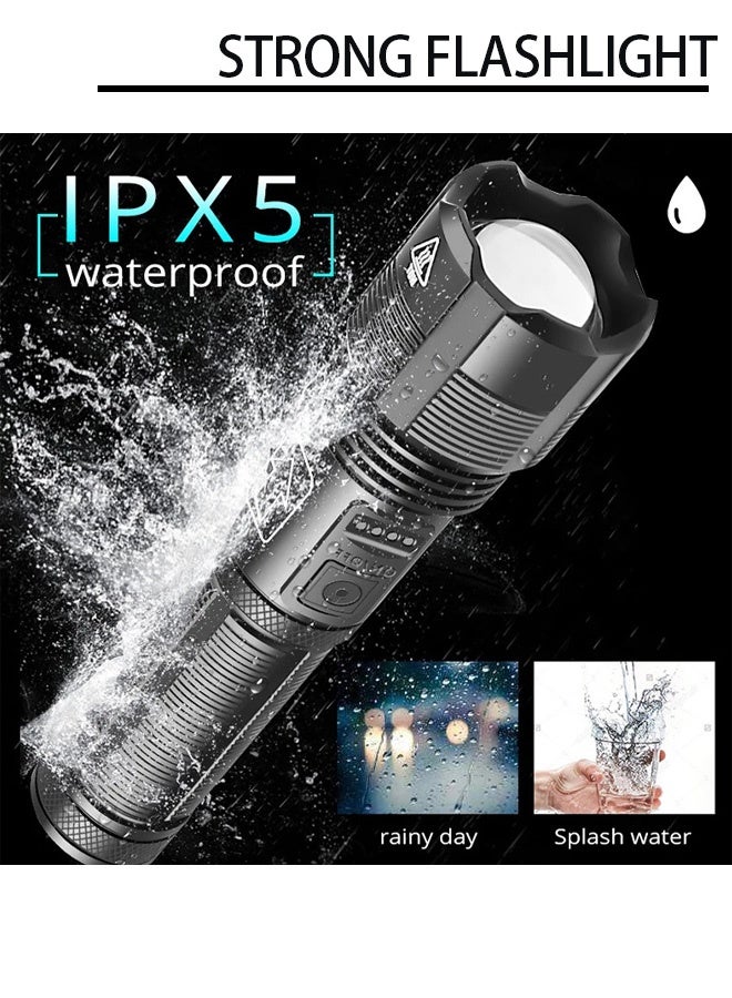 XHP50 LED Flashlight  - IP67 Waterproof u0026 5000mAh Battery  Zoomable 1000m Beam with 3 Modes (White/Red/Green)  Type-C Charging u0026 Battery% Display - Outdoor Camping/Hiking/Emergency - Image 5