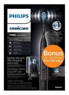 Philips Sonicare ExpertClean 7700 Rechargeable Electric Toothbrush with Bluetooth & UV Sanitizer, HX9630/15, Black