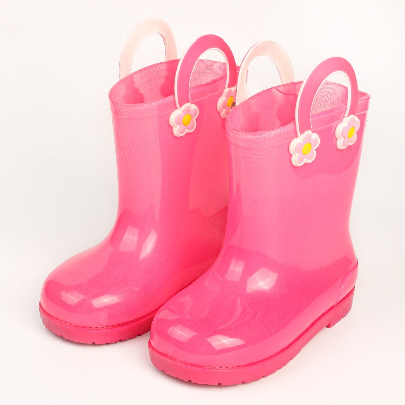 New Jelly Pure Color Kidsren'S Rain Boots Water Rubber Boots Cartoon Boys And Girls Toddler Baby Anti-Slip Water Boots 2025 - Image 1