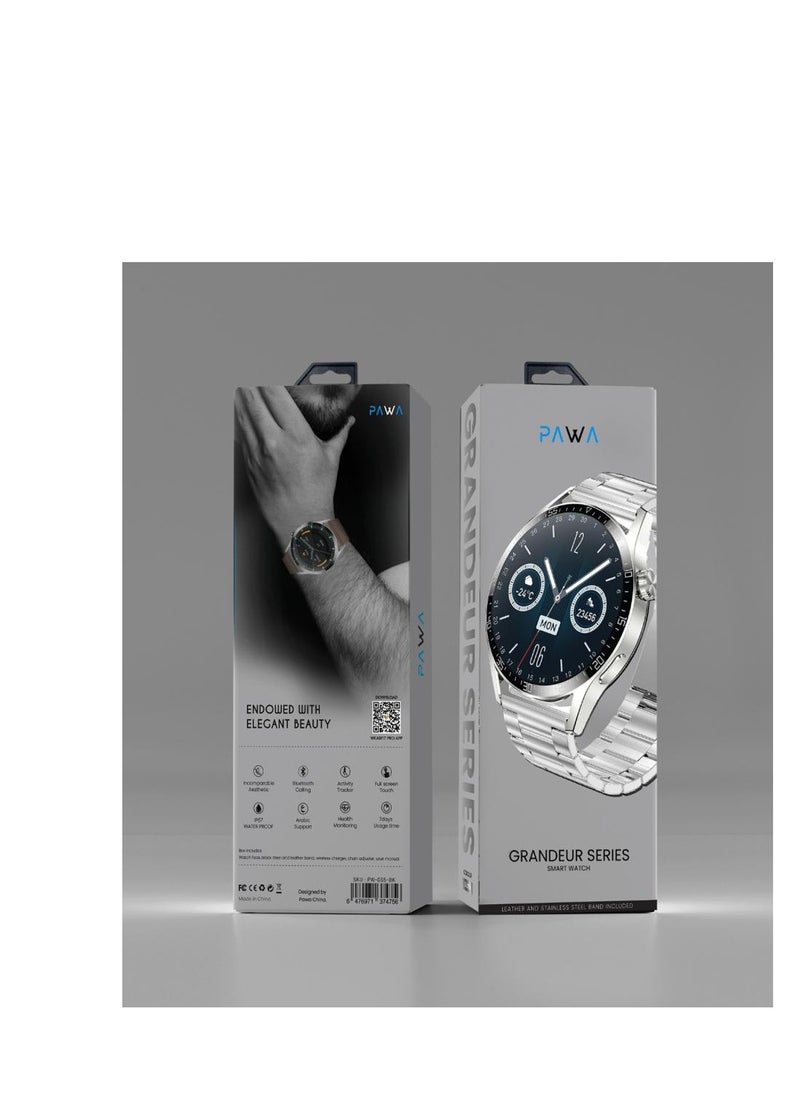 Pawa - Grandeur Series Smart Watch / Incomparable Aesthetic / 7 days Usage time / Health Monitoring / Activity Tracker / Bluetooth Calling - Silver - Image 1