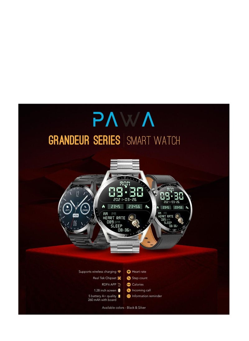 Pawa - Grandeur Series Smart Watch / Incomparable Aesthetic / 7 days Usage time / Health Monitoring / Activity Tracker / Bluetooth Calling - Silver - Image 1