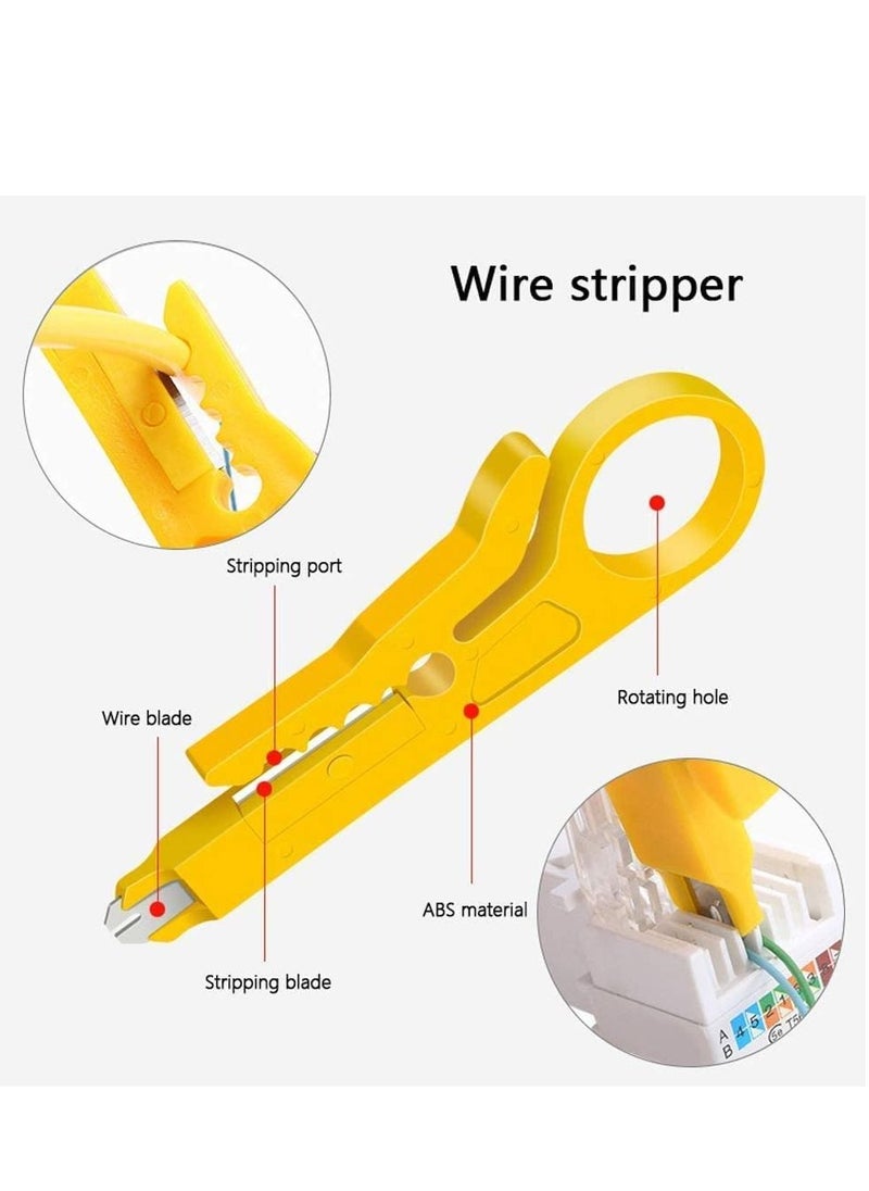 BIKUUL RJ45 Crimping Tool Kit for RJ11/RJ12/CAT5/CAT6/Cat5e, Professional Computer Maintenacnce Lan Cable Tester Network Repair Tool Set，Wire Crimper Wire Connector Stripper