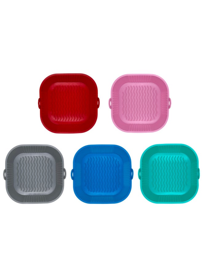 Air Fryer Silicone Pot Round 3d Tray Mat Air Fryer Baking Tray Silicone Coated Heat Resistant Easy To Clean Kitchen Tool-Specifications:Square Wave Three-dimensional 90g-Color:Sakura Powder - Image 1