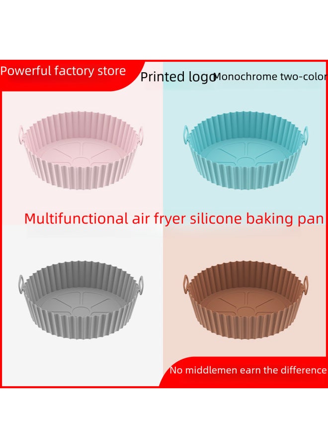 Air Fryer Silicone Pot Round 3d Tray Mat Air Fryer Baking Tray Silicone Coated Heat Resistant Easy To Clean Kitchen Tool-Specifications:Square Wave Three-dimensional 90g-Color:Sakura Powder - Image 2