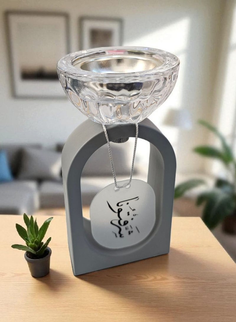 2 in 1 Incense Burner And Candle Holder With Welcome Quotes Silver/Clear  - Image 2