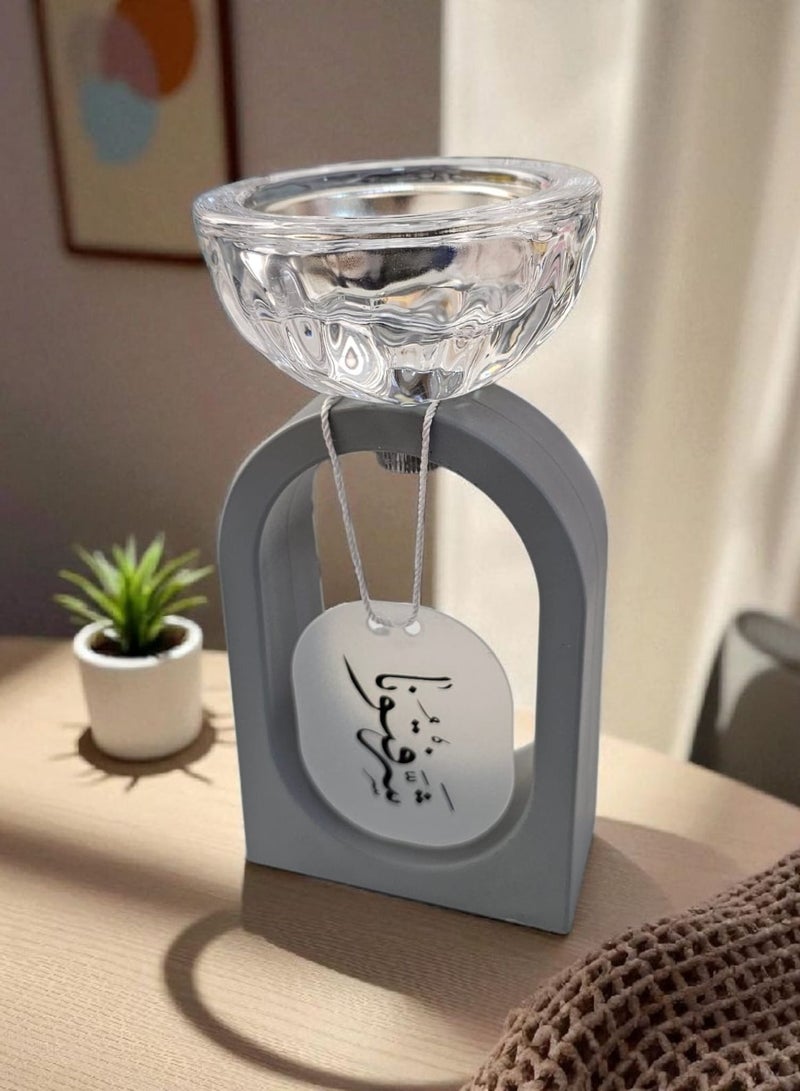 2 in 1 Incense Burner And Candle Holder With Welcome Quotes Silver/Clear  - Image 3