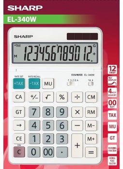 SHARP EL-340W 12 Digit Desktop Calculator  - Image 1