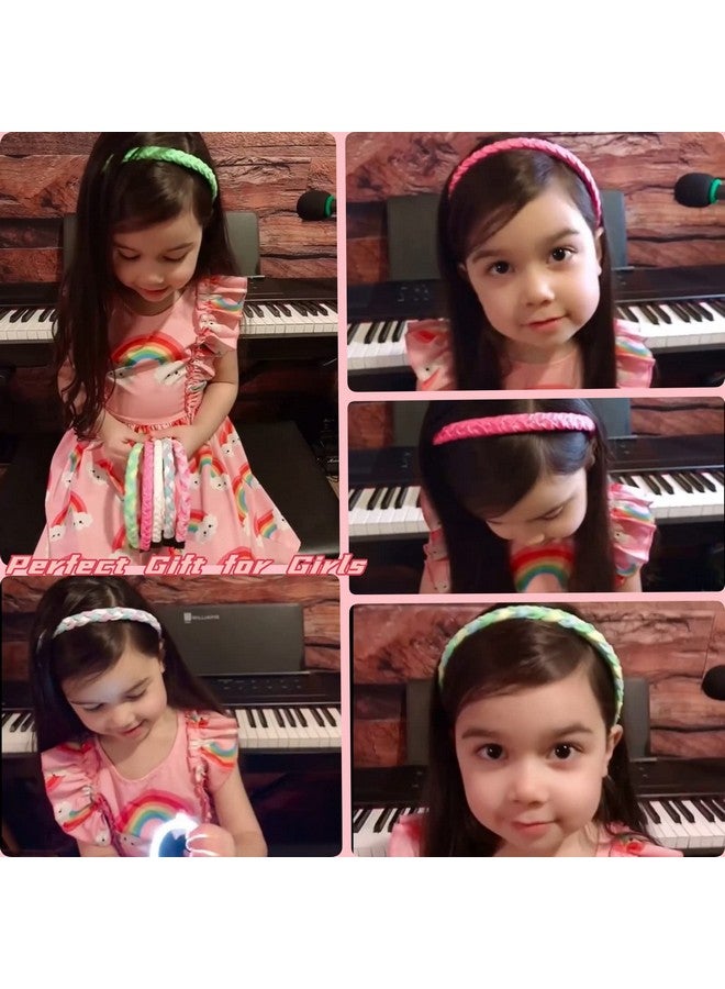 Candygirl Braided Headbands Girls 6Pcs Rainbow Glitter Head Bands For Kids Toddlers Women Hand Twist Hairbands Fashion Sequins Thin Headband Party Favors - Image 4