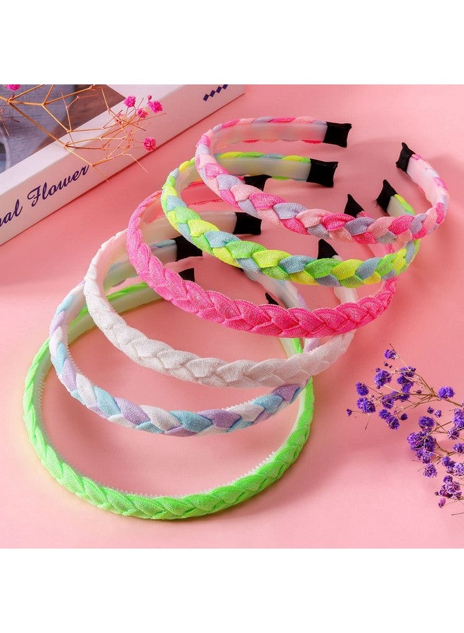 Candygirl Braided Headbands Girls 6Pcs Rainbow Glitter Head Bands For Kids Toddlers Women Hand Twist Hairbands Fashion Sequins Thin Headband Party Favors - Image 3