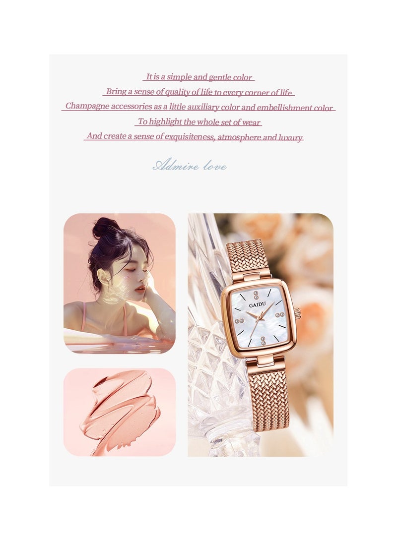 xozgdovg Women's watch waterproof ultra-thin women's watch fashion Shi Ying watch/ KD9006 Silver Shell Blue Steel Strip - Image 4