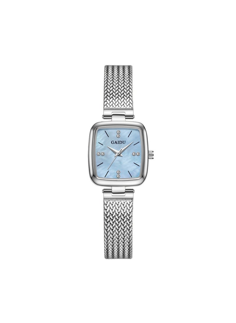 xozgdovg Women's watch waterproof ultra-thin women's watch fashion Shi Ying watch/ KD9006 Silver Shell Blue Steel Strip - Image 1