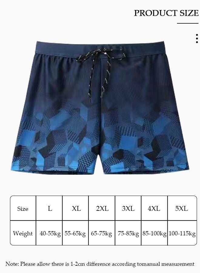 DUNISO Men's Swim Trunks Navy Blue Gradient Geometric Printed Quick Dry Beach Shorts with Mesh Lining Drawstring Waist Board Shorts for Swimming, Surfing, Summer Vacation - Image 2