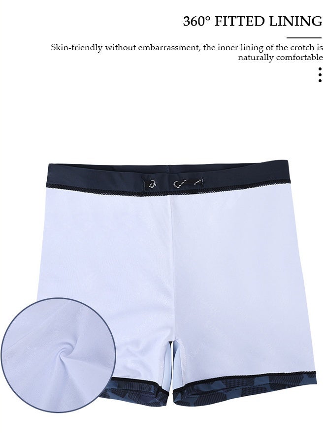DUNISO Men's Swim Trunks Navy Blue Gradient Geometric Printed Quick Dry Beach Shorts with Mesh Lining Drawstring Waist Board Shorts for Swimming, Surfing, Summer Vacation - Image 4