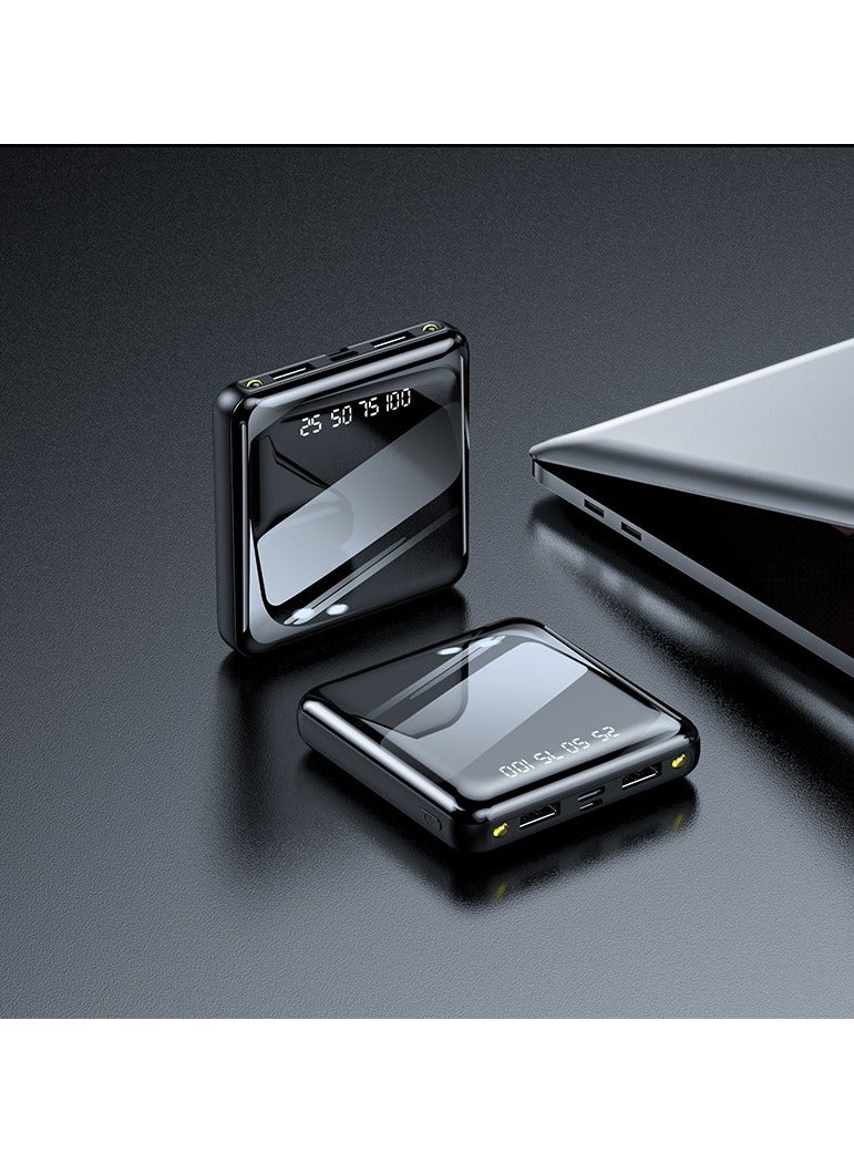 Full screen power bank 20000 mAh digital display ultra-thin compact portable large capacity fast charging power bank (black) - Image 1