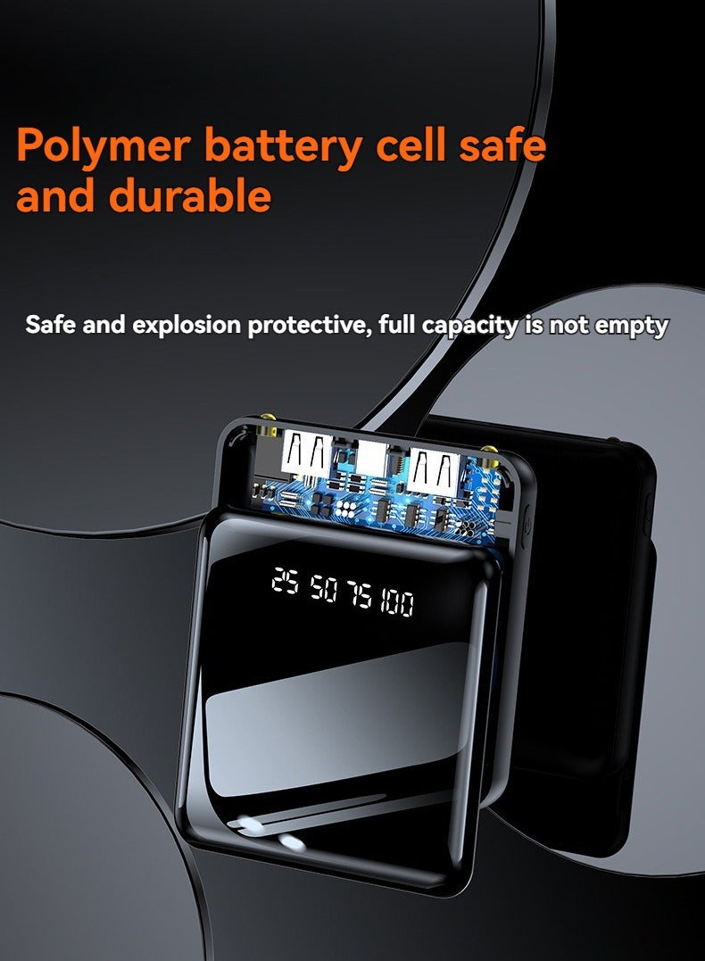 Full screen power bank 20000 mAh digital display ultra-thin compact portable large capacity fast charging power bank (black) - Image 5