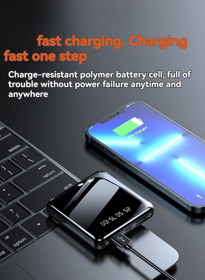 Full screen power bank 20000 mAh digital display ultra-thin compact portable large capacity fast charging power bank (black) - Image 4