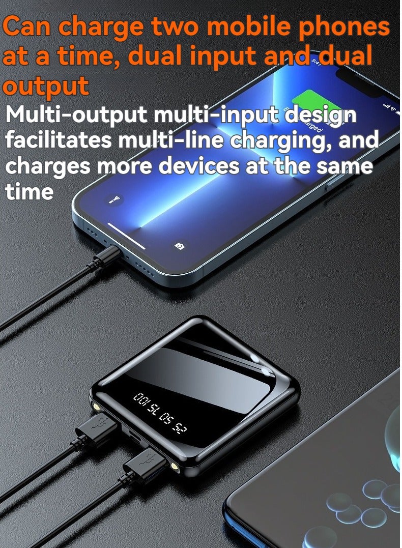 Full screen power bank 20000 mAh digital display ultra-thin compact portable large capacity fast charging power bank (black) - Image 3