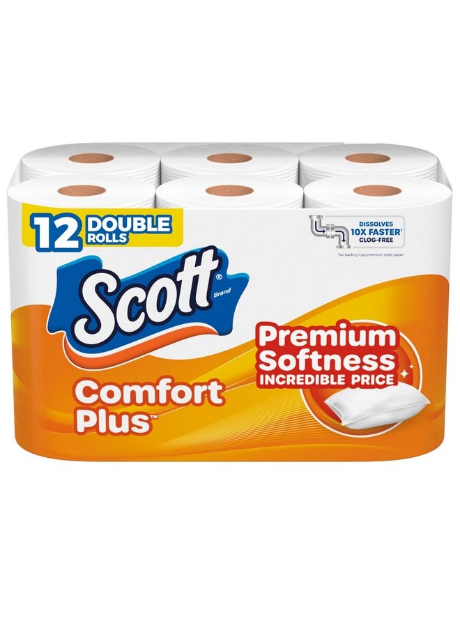 Scott Scott ComfortPlus Toilet Paper, 12 Double Rolls, 231 Sheets per Roll, Septic-Safe, 1-Ply Toilet Tissue  - Image 1