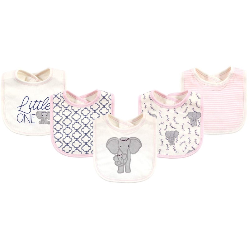 Touched by Nature Unisex Baby Organic Cotton Bibs, Girl Elephant, One Size - Image 2