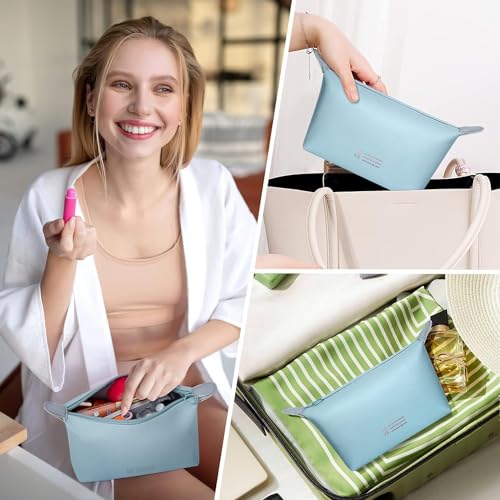 KUKLAR Small Pouch Toiletry Bag for Women Waterproof Makeup Pouch for Purse Travel Portable Zip Pouch Aesthetic Bag Pack of 2 (Sky Blue) - Image 5