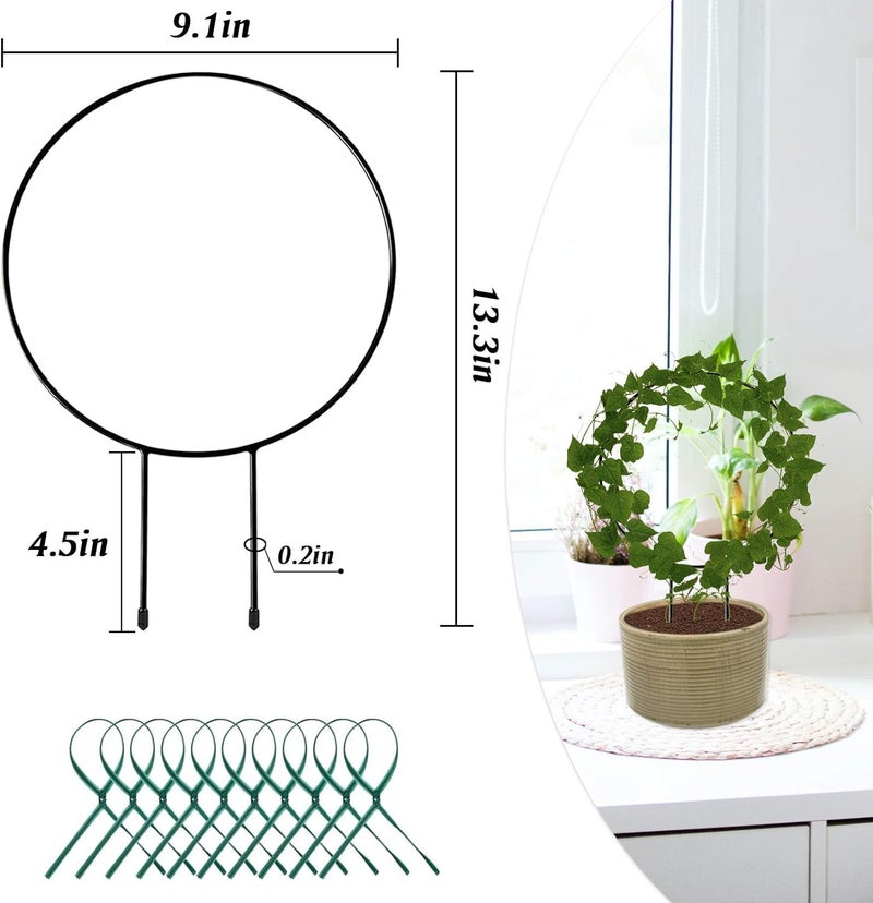 LAVISH CRAFT Black Metal Plant Trellis Climbing Plants Iron Vine Stem Support Wire Plants Climbing Holder Rack Potted Plants Flowers Indoor Garden Decor Vertical Gardening Plant Support (2 Circles) - Image 5