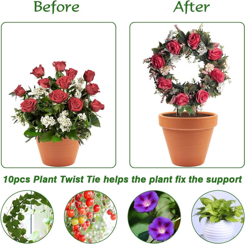 LAVISH CRAFT Black Metal Plant Trellis Climbing Plants Iron Vine Stem Support Wire Plants Climbing Holder Rack Potted Plants Flowers Indoor Garden Decor Vertical Gardening Plant Support (2 Circles) - Image 2