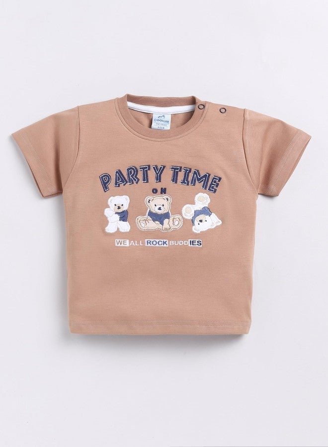 Dollar Junior Tiny Crews Baby Boys T-Shirt Pant Set - Fawn-Blue Denim, 12-24M - Image 2