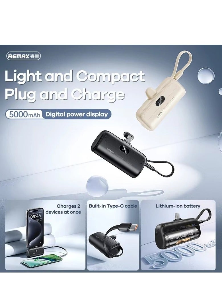 ريماكس باور بانك كبسولة 20 وات لشحن هواتف آيفون (5000 مللي أمبير/ساعة) بكابل مباشر للطوارئ - Image 4