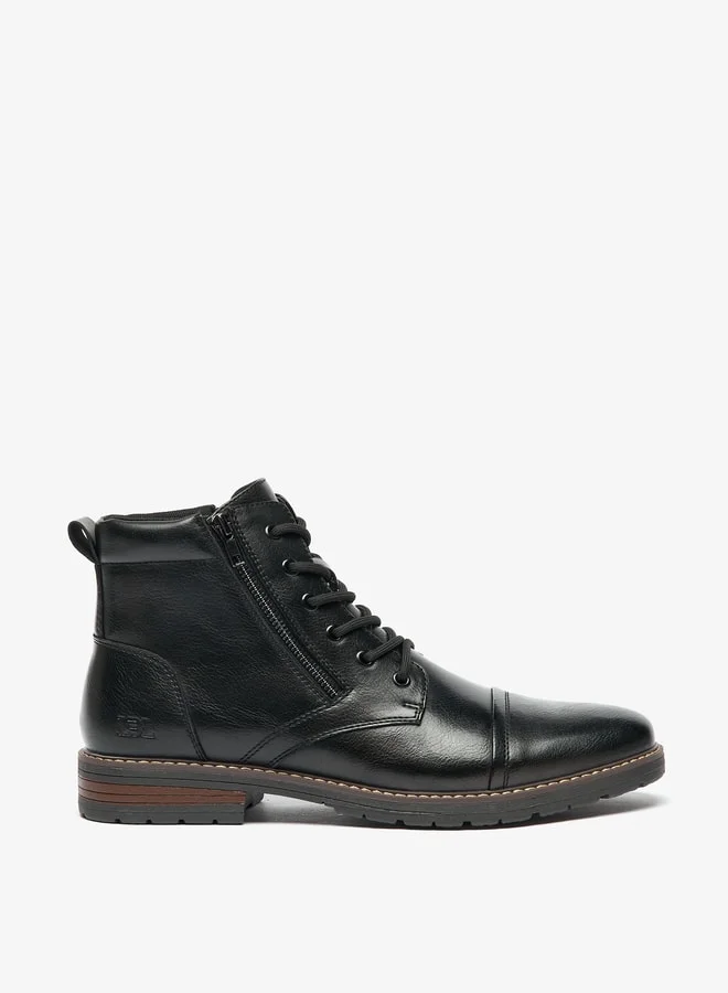 LBL by Shoexpress Men's Textured Chukka Boots with Zip Closure