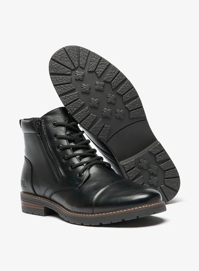 LBL by Shoexpress Men's Textured Chukka Boots with Zip Closure