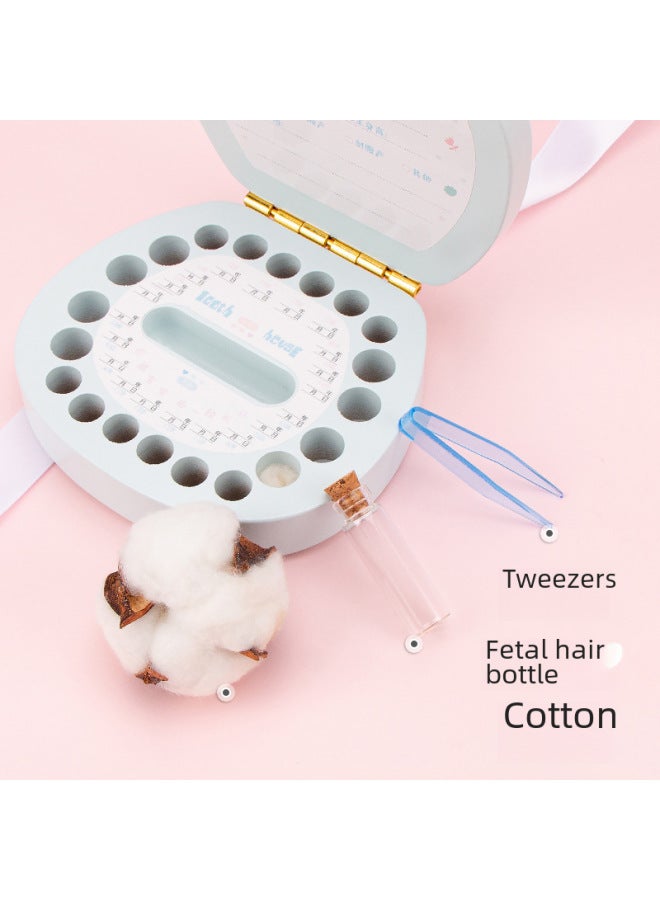 Milk Tooth Box Baby Fetal Hair Collection Box Gift Children Souvenir Wooden Internet Celebrity Tooth Storage Box Boys And Girls-Color:Blue-Mouse (English Version)  - Image 5