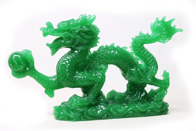 JADE GREEN CHINESE FENG SHUI DRAGON FIGURINE STATUE SCULPTURE FOR LUCK SUCCESS