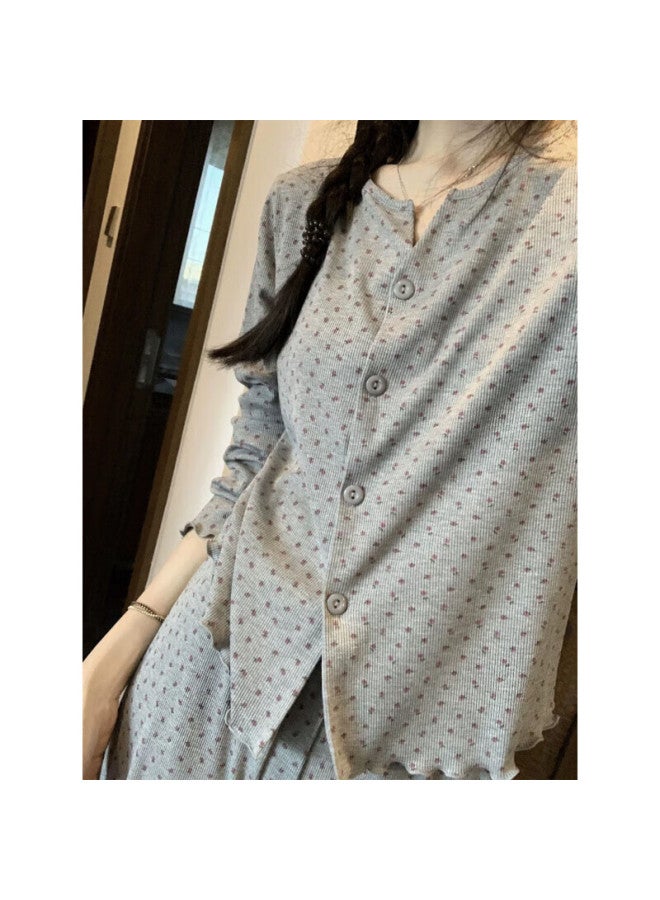 Kj Women's Autumn Winter New Long Sleeve Long Pants Pajama Set Simple Casual Korean Style Sweet Pure Girl Homewear - Image 1