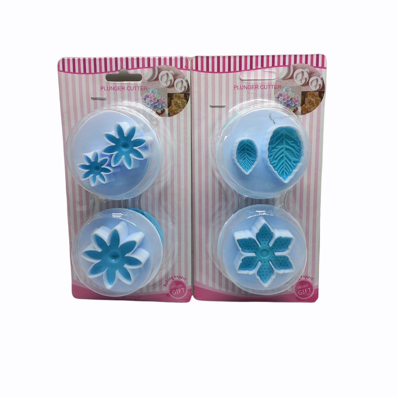 Grizzly®2 PCs Flower Fondant & 2 PCs Plastic Veined Leaf and Flower Fondant Plunger Cutters Set, Cake Decorating Tools, Set of 2. - Image 4