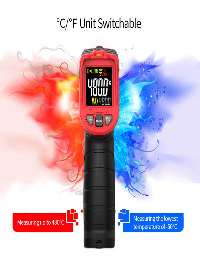 TASI Non-contact IR Infrared Thermometer Digital Handheld Temperature Tester 12:1 Pyrometer Color LCD Display with Backlight Centigrade Fahrenheit -50～480℃(-58～896℉) - Image 4