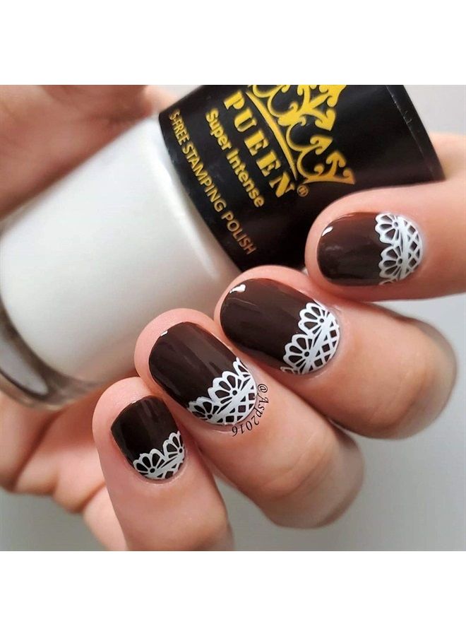 PUEEN Super Intense Nail Art Stamping Polish Must Have Color Collection - (805 Black Jack + 806 Pure White) 12ml each - BH000872 - Image 3