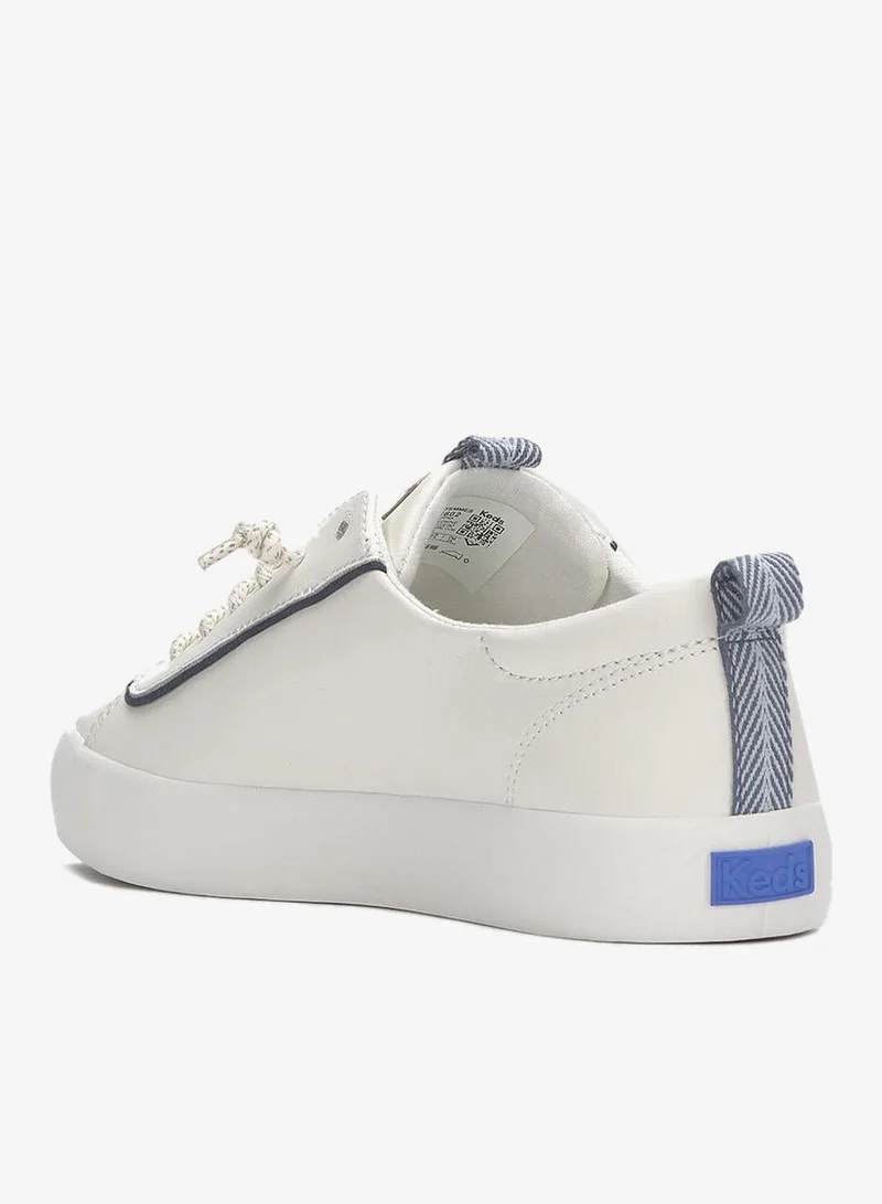 Keds Snow White/Vintage Indigo Keds Women's Kickback Slip On Leather Nautical Casual Sneaker White for Women | Best Price UAE