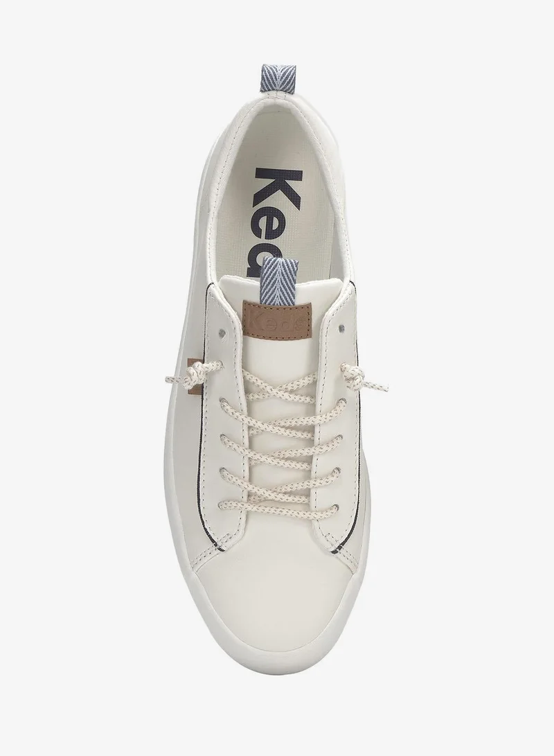 Keds Snow White/Vintage Indigo Keds Women's Kickback Slip On Leather Nautical Casual Sneaker White for Women | Best Price UAE