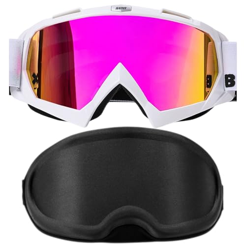BATFOX Dirt Bike Goggles Motorcycle Glasses Motocross Safety ATV Tactical Riding Protective Eyewear WCasePurple White - Image 1