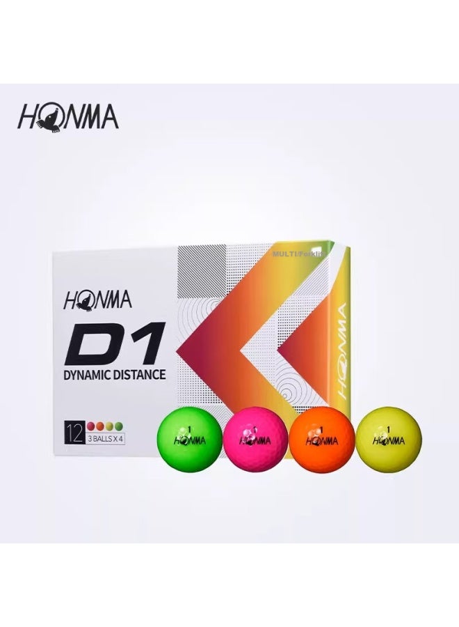 Honma D1 Golf Ball, Double-layer Practice Ball, Low Spin, Long Distance, Colorful