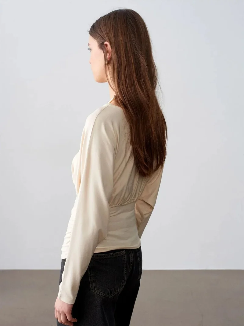 ديلفين DILVIN Slim Fit V-Neck Wrap Blouse