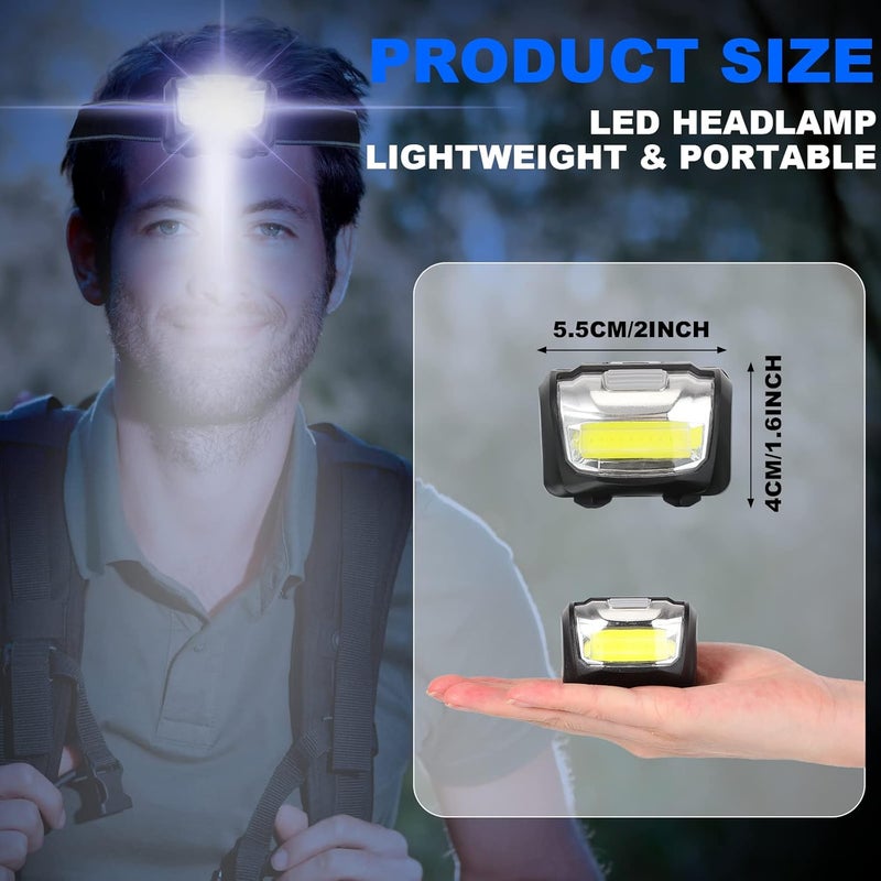 Macarrie 18 Pack LED Headlamps IPX4 Waterproof 3 Modes Headlamp Flashlight Bright Head Lights Camping Accessories for Adults Kids Hiking Running Repairing Fishing Batteries Not IncludedBlack - Image 2
