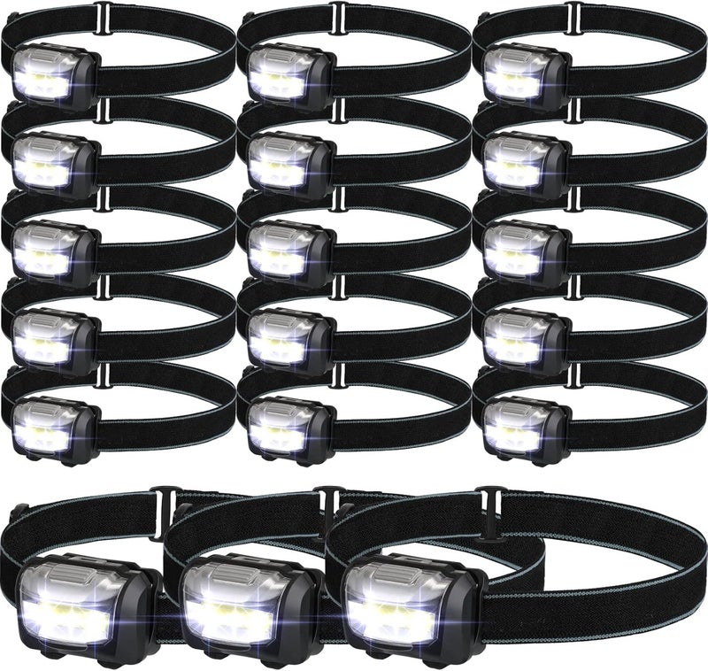 Macarrie 18 Pack LED Headlamps IPX4 Waterproof 3 Modes Headlamp Flashlight Bright Head Lights Camping Accessories for Adults Kids Hiking Running Repairing Fishing Batteries Not IncludedBlack - Image 1