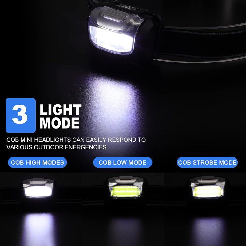 Macarrie 18 Pack LED Headlamps IPX4 Waterproof 3 Modes Headlamp Flashlight Bright Head Lights Camping Accessories for Adults Kids Hiking Running Repairing Fishing Batteries Not IncludedBlack - Image 3