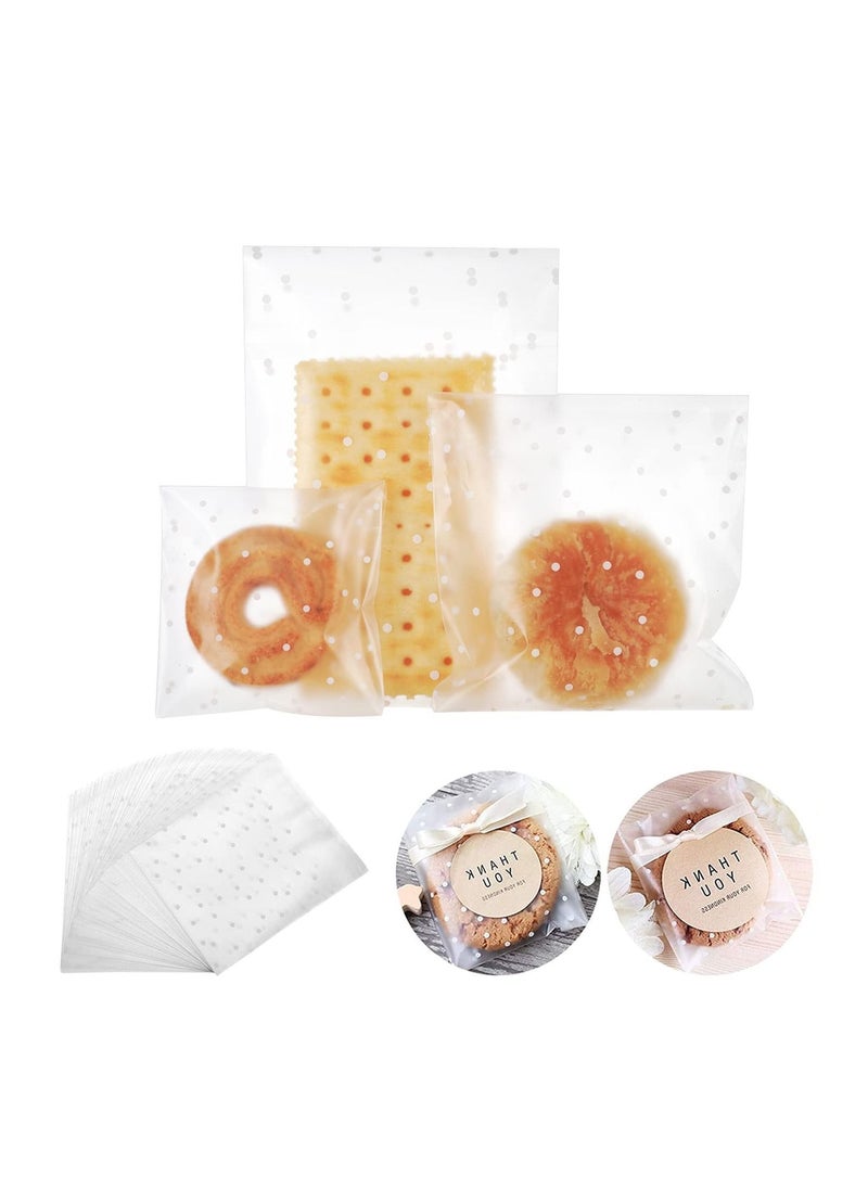 Y&D 300 Count Snack Storage Bags Clear Matted Dotted Self Adhesive Cookie Bags BPA Free Food for Bakery Treat Candies Dessert Chocolate (2.75"*2.75" + 3.94''*3.94'' 3.94''*5.9'')  - Image 1